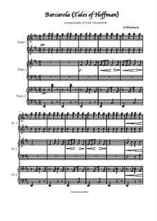 Barcarole: For piano sex hands by Jacques Offenbach