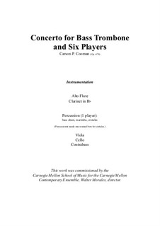 Concerto for bass trombone and six players – score and parts, Op.678: Concerto for bass trombone and six players – score and parts by Carson Cooman