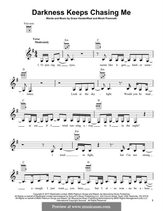 Darkness Keeps Chasing Me: para ukulele by Grace VanderWaal, Micah Premnath