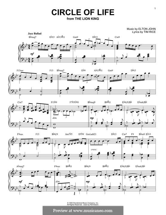 Piano version: Jazz version by Elton John