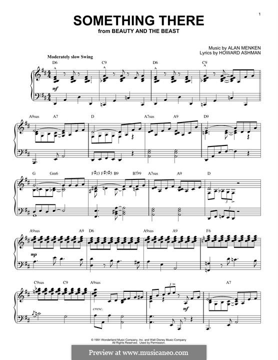Something There (from Beauty and the Beast): Para Piano by Alan Menken