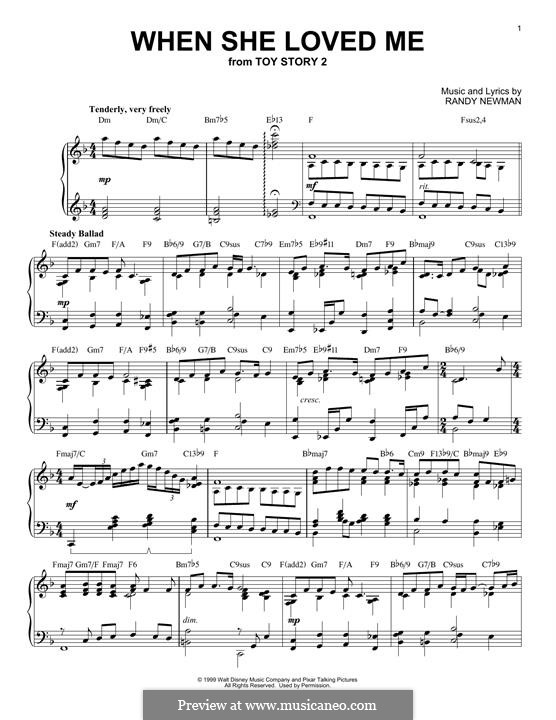 When She Loved Me (from Toy Story 2): Para Piano by Randy Newman