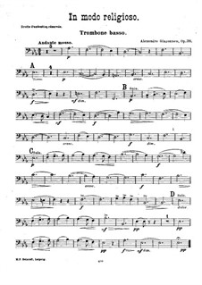 In Modo Religioso. Quartet for Brass Instruments, Op.38: Parte em trombone basso by Alexander Glazunov