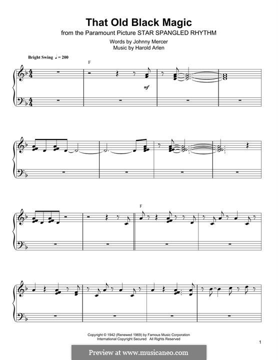 That Old Black Magic (from Star Spangled Rhythm): Para Piano by Harold Arlen