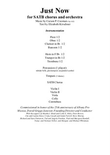 Just Now for SATB chorus and orchestra, Op.662: Study score only by Carson Cooman