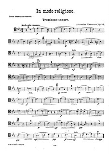 In Modo Religioso. Quartet for Brass Instruments, Op.38: parte trombone tenor by Alexander Glazunov