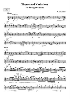 Theme and Variations for String Orchestra: violino parte I by Alexander Glazunov