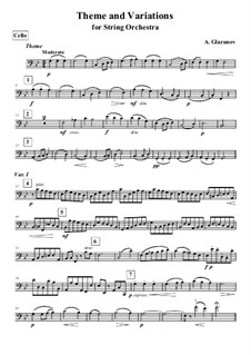 Theme and Variations for String Orchestra: parte violoncelo by Alexander Glazunov