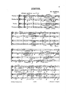String Quartet in F Major: partitura completa by Mikhail Glinka