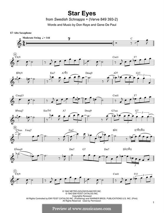 Star Eyes (Jimmy Dorsey): para Saxofone Alto by Gene de Paul