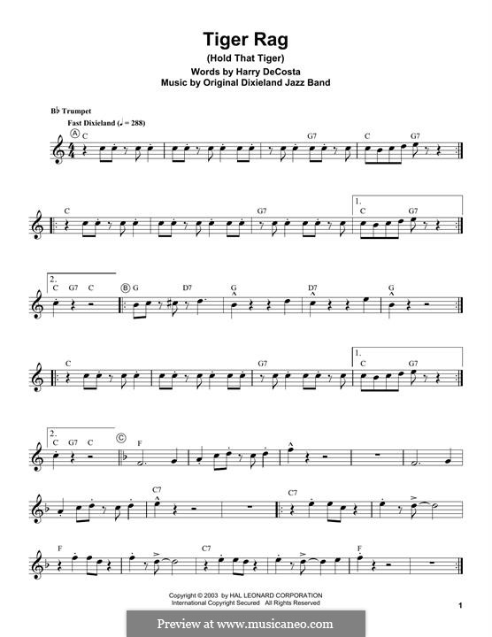 Tiger Rag (Hold That Tiger): para trompeta by Unknown