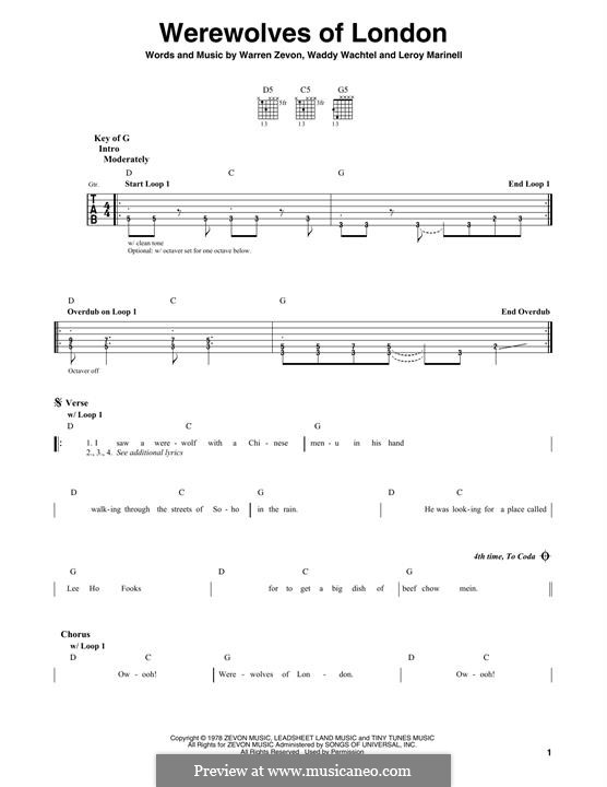Werewolves of London: Para guitarra com guia by Leroy Marinel, Waddy Wachtel, Warren Zevon