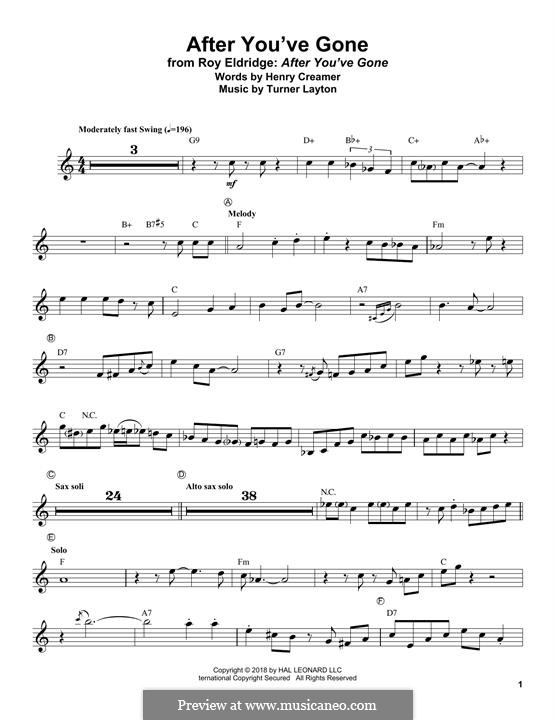 After You've Gone (Sophie Tucker): para trompeta by Henry Creamer, J. Turner Layton