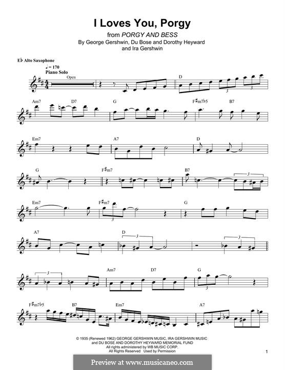 I Loves You, Porgy: para Saxofone Alto by George Gershwin