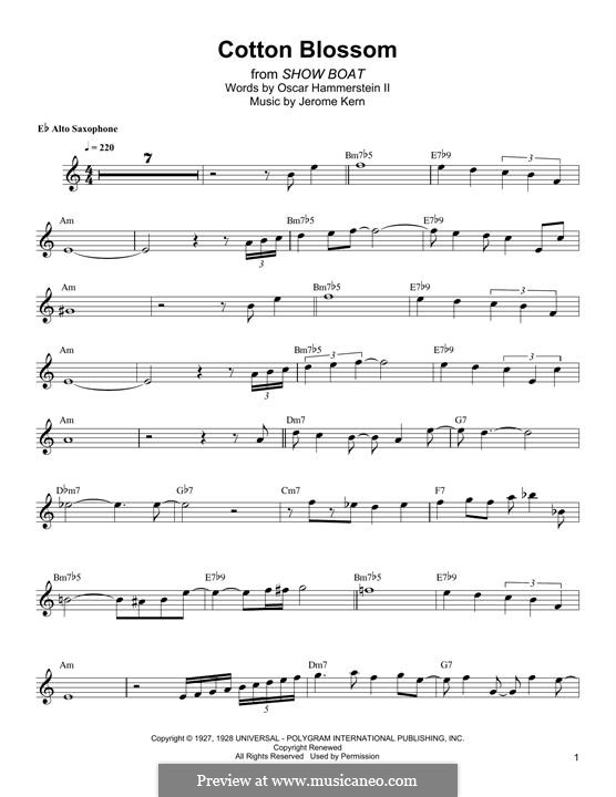 Cotton Blossom: para Saxofone Alto by Jerome Kern