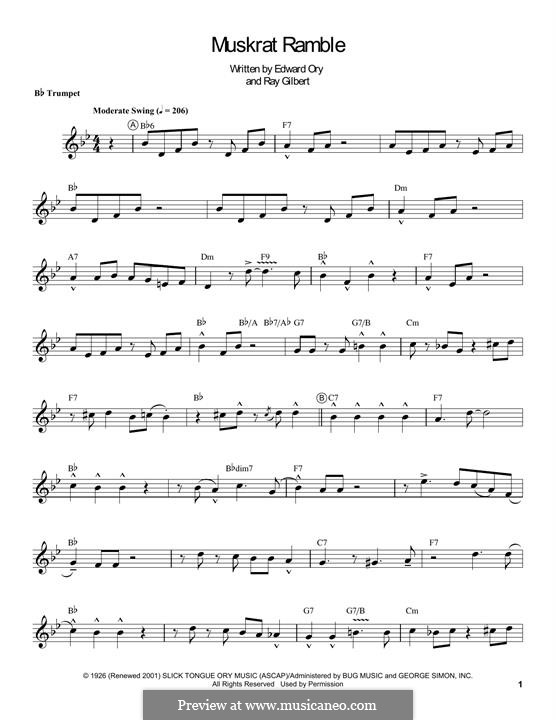 Muskrat Ramble (Louis Armstrong): para trompeta by Edward Ory, Ray Gilbert