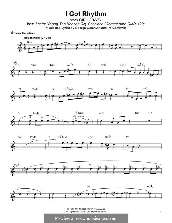 I Got Rhythm: para saxofone tenor by George Gershwin