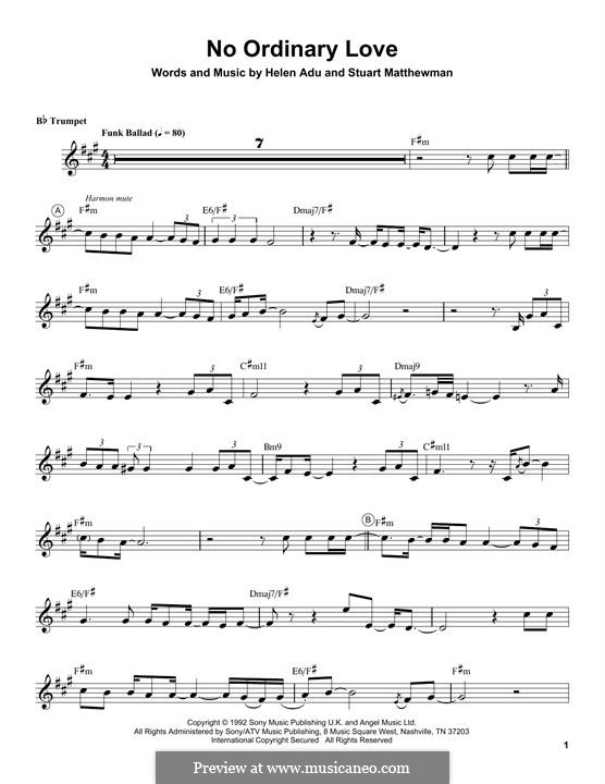 No Ordinary Love (Sade): para trompeta by Helen Adu, Stuart Matthewman