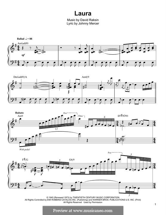 Laura: Para Piano by Johnny Mercer