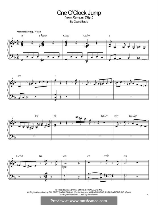 One O'Clock Jump: Para Piano by Count Basie
