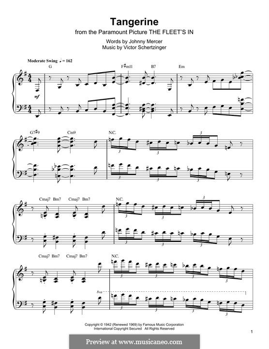 Tangerine: For piano (Oscar Peterson) by Victor Schertzinger