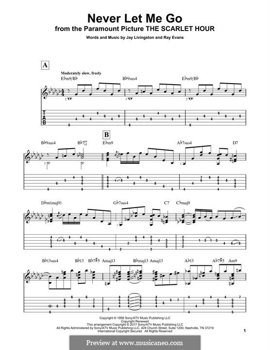 Never Let Me Go: Para guitarra com guia by Jay Livingston, Raymond Evans