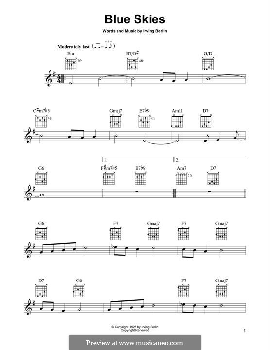 Blue Skies: Para guitarra com guia by Irving Berlin
