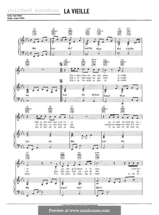 La Vieille: Para vocais e piano by Jacques Revaux