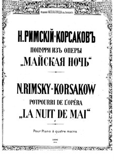 May Night: potpourri, para piano de quatro mãos by Nikolai Rimsky-Korsakov