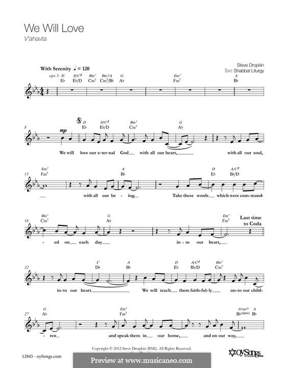 We Will Love: melodia by Steve Dropkin