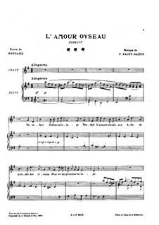 Five Poems of Ronsard: No.1 L'amour oyseau by Camille Saint-Saëns