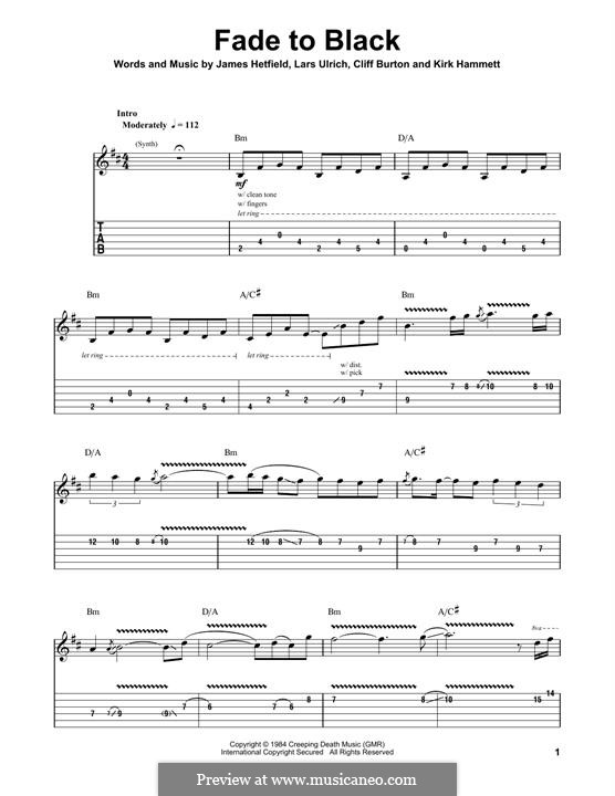 Fade to Black (Metallica): Para guitarra com guia by Cliff Burton, James Hetfield, Kirk Hammett, Lars Ulrich