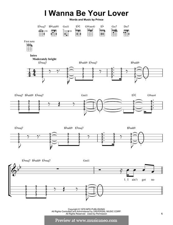 I Wanna Be Your Lover: para ukulele by Prince