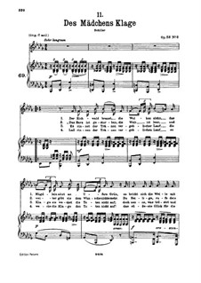 Des Mädchens Klage (The Maiden's Lament), D.191 Op.58 No.3: para voz baixa e piano by Franz Schubert