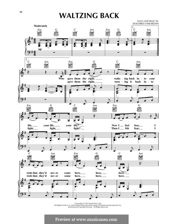 Waltzing Back (The Cranberries): Para vocais e piano (ou Guitarra) by Dolores O'Riordan