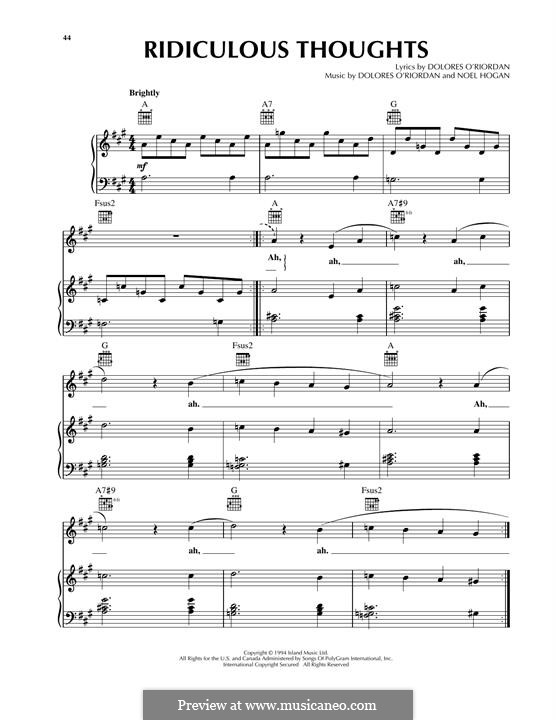 Ridiculous Thoughts (The Cranberries): Para vocais e piano (ou Guitarra) by Dolores O'Riordan, Noel Hogan