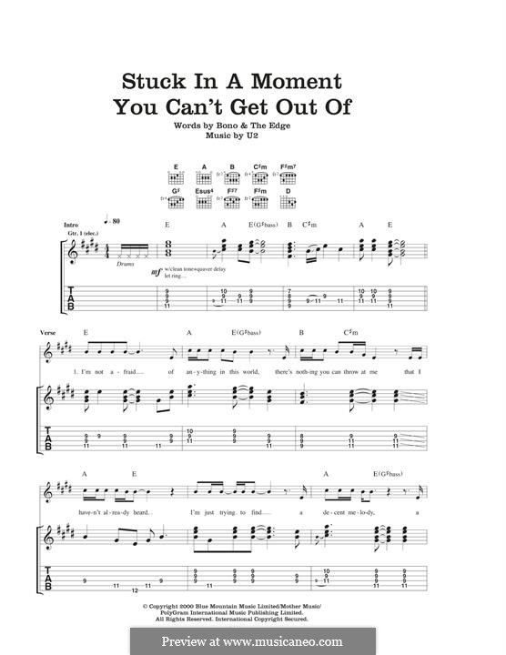 Stuck in a Moment You Can't Get Out of: Para guitarra com guia by U2