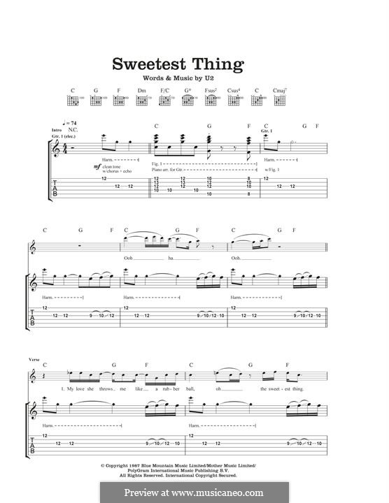 Sweetest Thing: Para guitarra com guia by U2