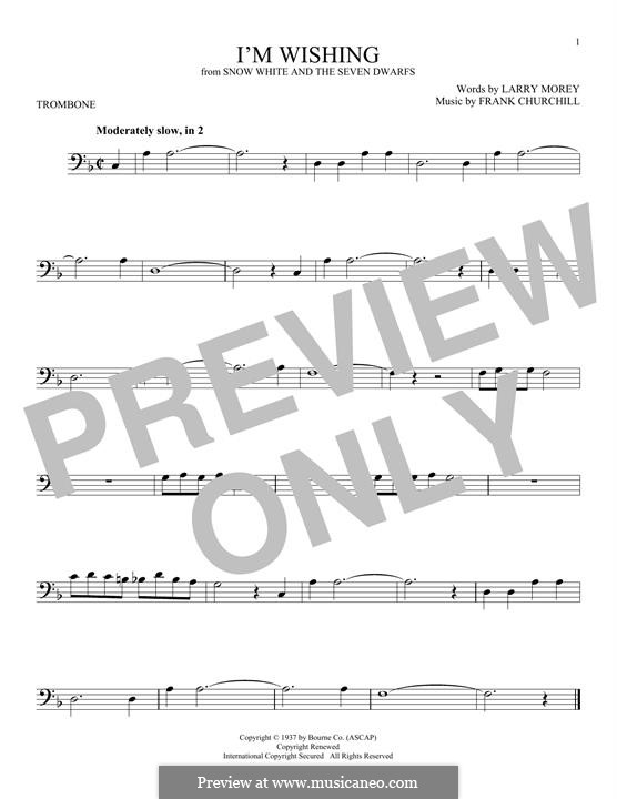 I'm Wishing (from Walt Disney's Snow White and the Seven Dwarfs): para trombone by Frank Churchill