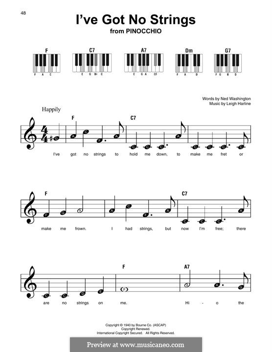 I've Got No Strings (from Walt Disney's Pinocchio): Para Piano by Leigh Harline