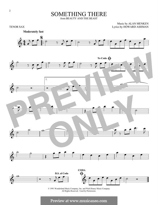 Something There (from Beauty and the Beast): para saxofone tenor by Alan Menken