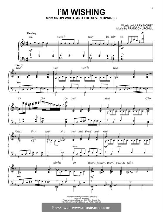 I'm Wishing (from Walt Disney's Snow White and the Seven Dwarfs): Para Piano by Frank Churchill