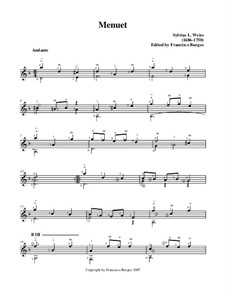 Menuet in D Minor: Para Guitarra by Silvius Leopold Weiss