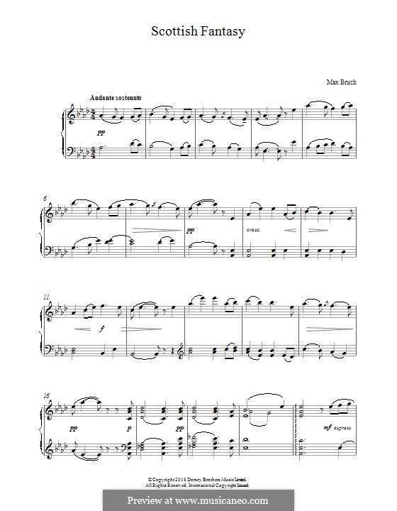 Scottish Fantasia for Violin and Orchestra, Op.46: arranjo para piano by Max Bruch