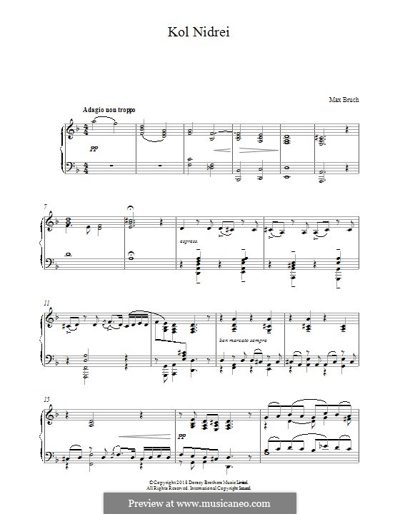 Kol Nidrei, Op.47: arranjo para piano by Max Bruch