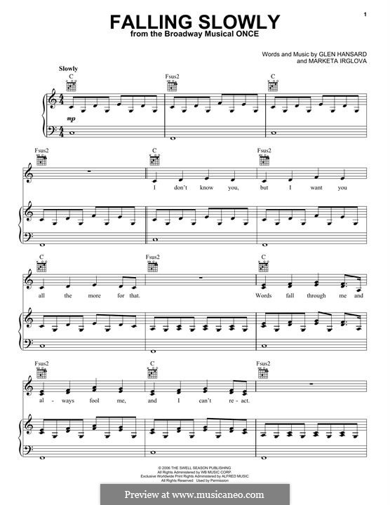 Falling Slowly (from Once): Para vocais e piano (ou Guitarra) by Glen Hansard, Marketa Irglová