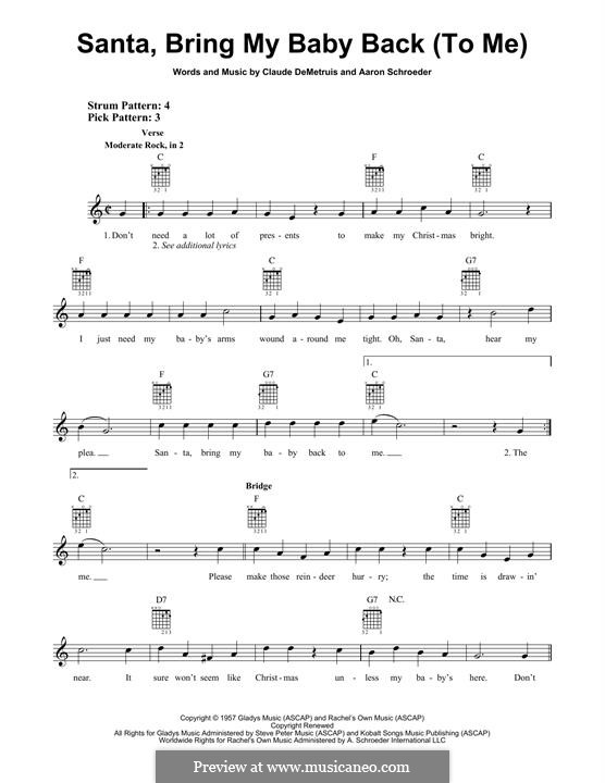 Santa, Bring My Baby Back (To Me): Para guitarra com guia by Aaron Schroeder, Claude DeMetrius