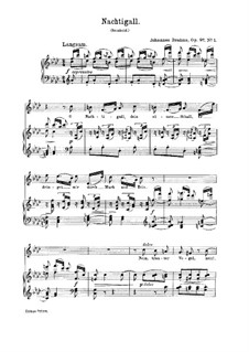Six Songs, Op.97: No.1 Nachtigall (Nightingale) by Johannes Brahms
