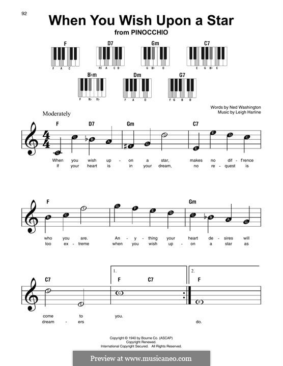 When You Wish Upon a Star (from Disney's Pinocchio): Para Piano by Leigh Harline