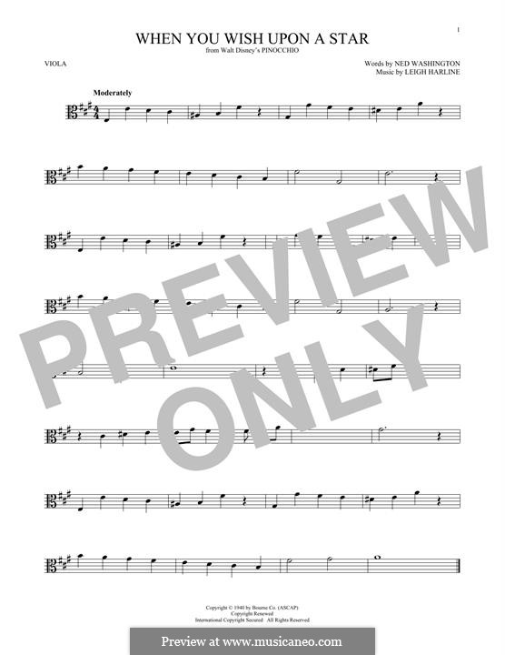 When You Wish Upon a Star (from Disney's Pinocchio): para viola by Leigh Harline